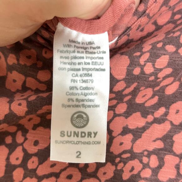 ANTHROPOLOGIE x SUNDRY Puff Sleeve Leopard Ruched Dress Rose Pink {3V48} - Picture 5 of 6